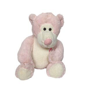 Aurora Pink Cream Breast Cancer Pink Ribbon Teddy Bear Plush Stuffed Animal 9.5"